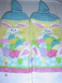 Adorable Spring Easter Bunny & Eggs Kitchen Towel Set  