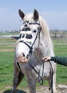 Draft Horse spanish bridle with black/white mosquero  