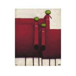  Three Red Dogs With Apples Poster Print
