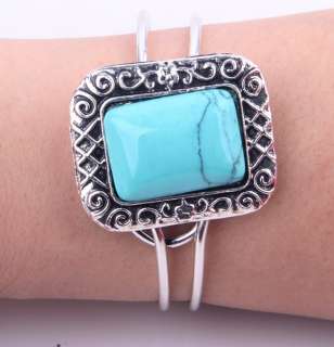 100% new howlite blue turquoise bead Tibet fashion cuff bracelet 