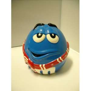  M&Ms Blue Winter Scroff Candy Jar New Without Tag 