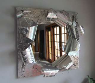 Industrial Metal Art Wall Sculpture Mirror Hand Crafted  