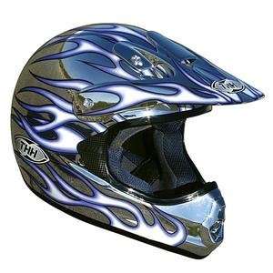   Youth TX 10 Chrome Jolt Helmet   Large/Chrome/Blue Flames: Automotive