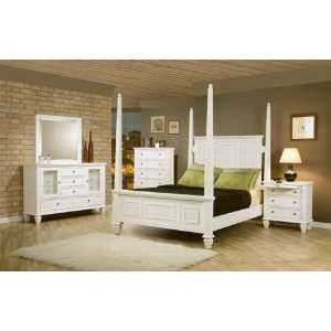 Piece Sandy Beach Bedroom Set with Poster Bed in White Finish 