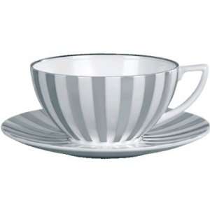  Platinum Fine Bone China Striped Tea Saucer: Kitchen 