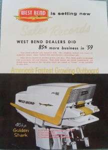 1960 WEST BEND 40 HP GOLDEN SHARK OUTBOARD MOTOR AD  