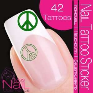    Nail Tattoo Sticker 70s / Flower Power / Peace   green Beauty