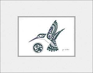 JOE WILSON Coast Salish Indian art ~ HUMMINGBIRD ~ smp  