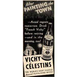  1938 Ad Vichy Celestins Natural Alkalizing Water Bottle 