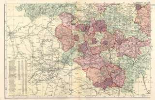 YORKS South West.Yorkshire. Old County Map.Bacon.1896  