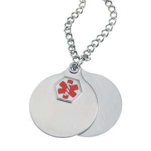    Stainless Steel Hypo Allergenic Round Tag W/ Chain Jewelry