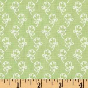  44 Wide Flutter Flowers Cream/Lime Fabric By The Yard 