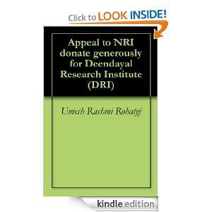 Appeal to NRI donate generously for Deendayal Research Institute (DRI 