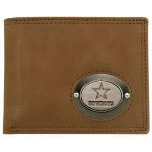   Cowboys Brown Leather Metal Emblem Billfold Wallet: Sports & Outdoors