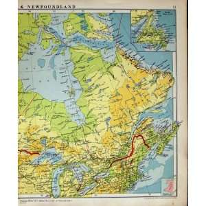  1925 Map Newfoundland Canada Climate Population