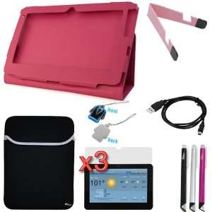  GTMax Hot Pink Textured Leather Folio with Built in Stand 