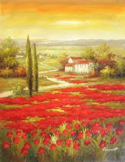 Tuscany landscape 48x36 HUGE QUALITY OIL PAINTING  
