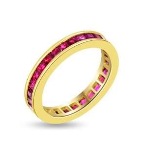  2.01 Ct Eternity Band W/rubys in 18k Yellow Gold Jewelry