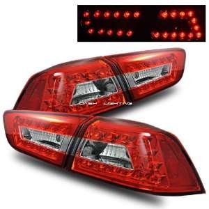  08 10 Mitsubishi Evolution X LED Tail Lights   Red Clear 