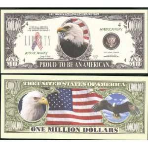 com American Eagle $Million Dollar$ Novelty Bill Collectible w/ Bill 