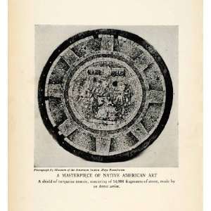  1929 Halftone Print Native American Art Shield Turquoise 