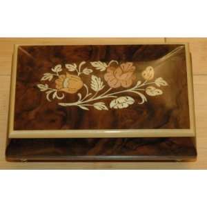  Italian Wood Inlay Floral Music Box: Kitchen & Dining