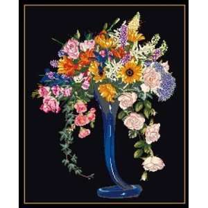  Elegant Cut Flowers Cross Stitch Kit   Black Aida: Arts 