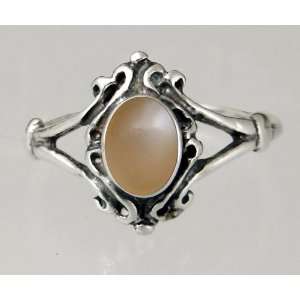   Victorian Ring Featuring a Lovely Peach Moonstone Gemstone: Jewelry