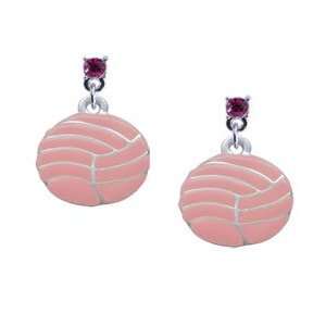 Large 2 D Pink Volleyball or Water Polo Ball Hot Pink Swarovski Post 