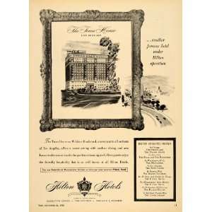 1950 Ad Hilton Hotels Los Angeles Town House Wilshire 