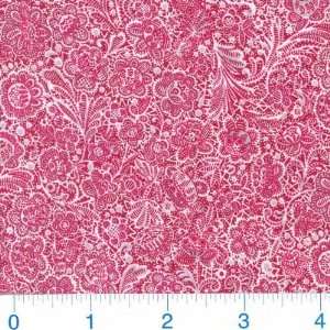  45 Wide Unfolding Beauty Floal Red Fabric By The Yard 