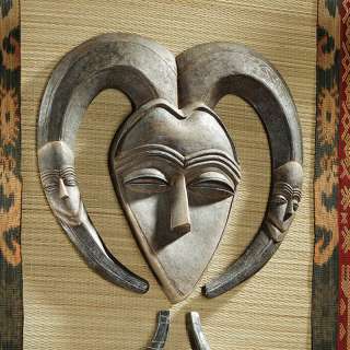 Exotic African Tribal Juju Wall Mask Sculpture Statue  