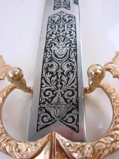 Ottoman Empire Replica Sword Straight Blade Gold Handle Steel Devil 