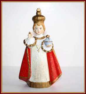 Vintage Hand Painted Bisque Porcelain Statuette INFANT JESUS OF PRAGUE 
