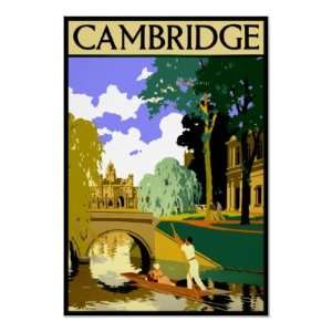  Cambridge England Vintage UK Travel Poster: Home & Kitchen