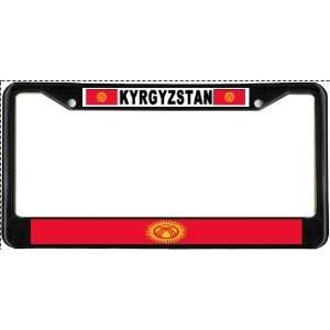 Kyrgyzstan Kyrgyz Flag Black License Plate Frame Metal Holder