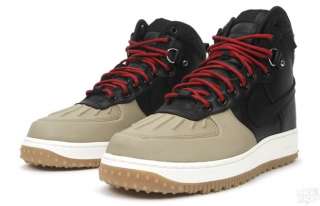 100%AUTH Nike Air Force One 1 HI Duckboot Premium Leather BLACK/KHAKI 