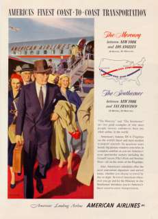 1950 John Falter Passenger Art American Airlines Ad  