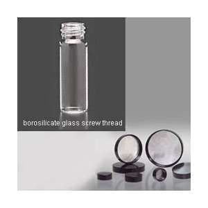 Clear Borosilicate Vial, 10 dram, 24 400 Black Phenolic Tin Foil Lined 