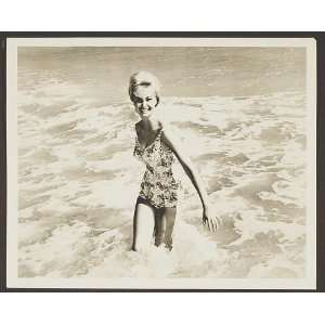   Schmidt posing,bathing suit,water,beach,blonde,FL,1961