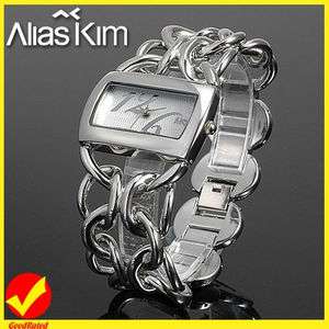 Alias Kim Fashion Style Silver Lady Gril Wrist Bracelet Quartz Watch 