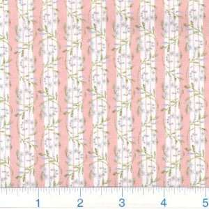 45 Wide Gentler Times Vining Stripes Pink Fabric By The 