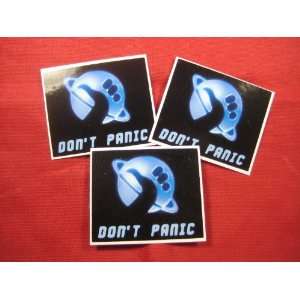 DONT PANIC Vinyl Decal sticker lot x 3 Hitchikers Thumb Guide to the 