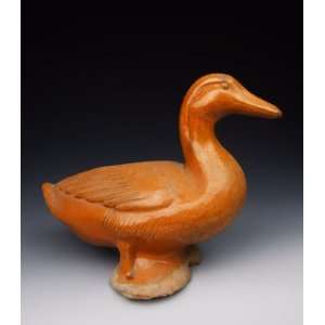 com one Yellow Glaze Pottery Duck, Chinese Antique Porcelain, Pottery 