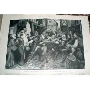   Early Days On London Street Antique Print 1905