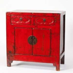  Antique Red Lacquer Cabinet
