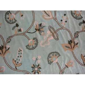    Crewel fabric Mandevilla Sky Blue Cotton Velvet: Home & Kitchen