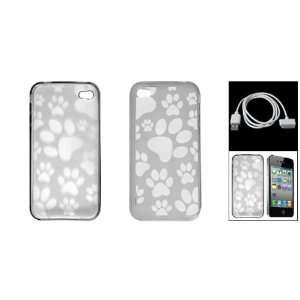   Paw Prints Soft Case + USB Data Cable for iPhone 4G 4: Electronics