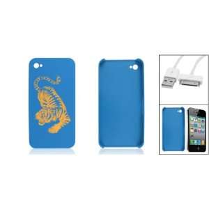   Blue Laser Cut Style Tiger Printed Case for iPhone 4G 4: Electronics