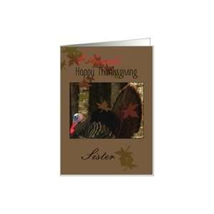   Canada, Sister,Tom Turkey With Fanned Tail Feathers, Maple Leaves Card